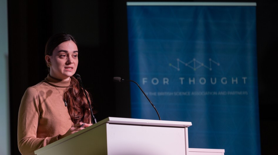 Rosa Furneaux on stage at For Thought 2022